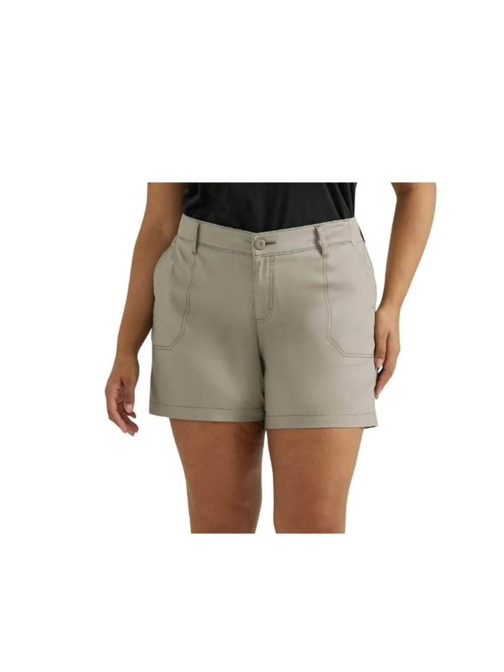 Lee Women’s Plus Utility Shorts 18W (1X) Mid Rise Stretch Pockets Khaki - NWT